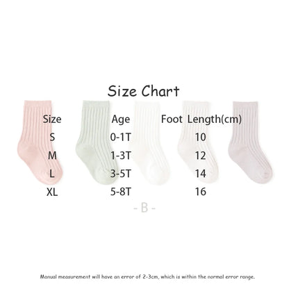 MILANCEL New Autumn Kids Socks Girls Solid Color Mid Tube Socks Children Sock 5 Pairs a Lot