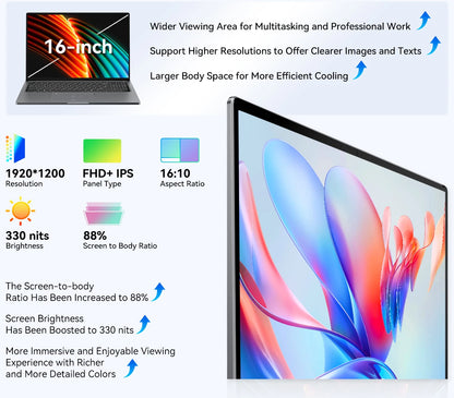 Blackview Acebook 12 Win 11 Pro Laptop 16'' 1920*1200 Display, Intel I5-1030NG7 Notebook, 16GB 512GB, 5000mAh
