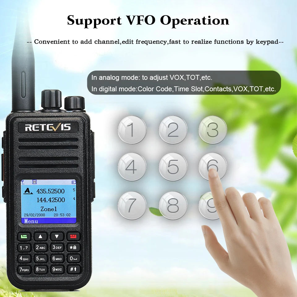 Retevis RT3S Walkie Talkie DMR Radio Long Range Walkie Talkies Camping Ham Radio UHF VHF GPS AES256 Encryption Digital Portable