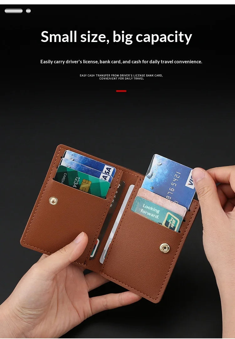 Homefish Solid Color PU Leather Small Wallet for Short Simple Women's Purse with Buttons Ultra Thin Credit Card Bag Coin Purse