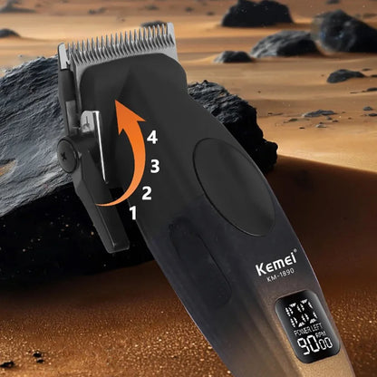Kemei Professional Barber Hair Clippers Cordless Rechargeable Hair Trimmer Electric Men Hair Cutting Machine Metal Body 9000RPM