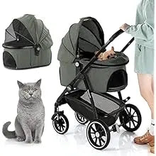 STLFHot Sale 3 in 1 Lightweight Aluminum Pet Stroller 4 Wheels Foldable Multifunction Travel System for Small Medium Dogs Cats