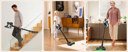 Cordless Vacuum Cleaner, 55Kpa/55Mins Vacuum Cleaners for Home, Anti-tangle Stick Vacuum with Self-Standing, Wall Mount Charging
