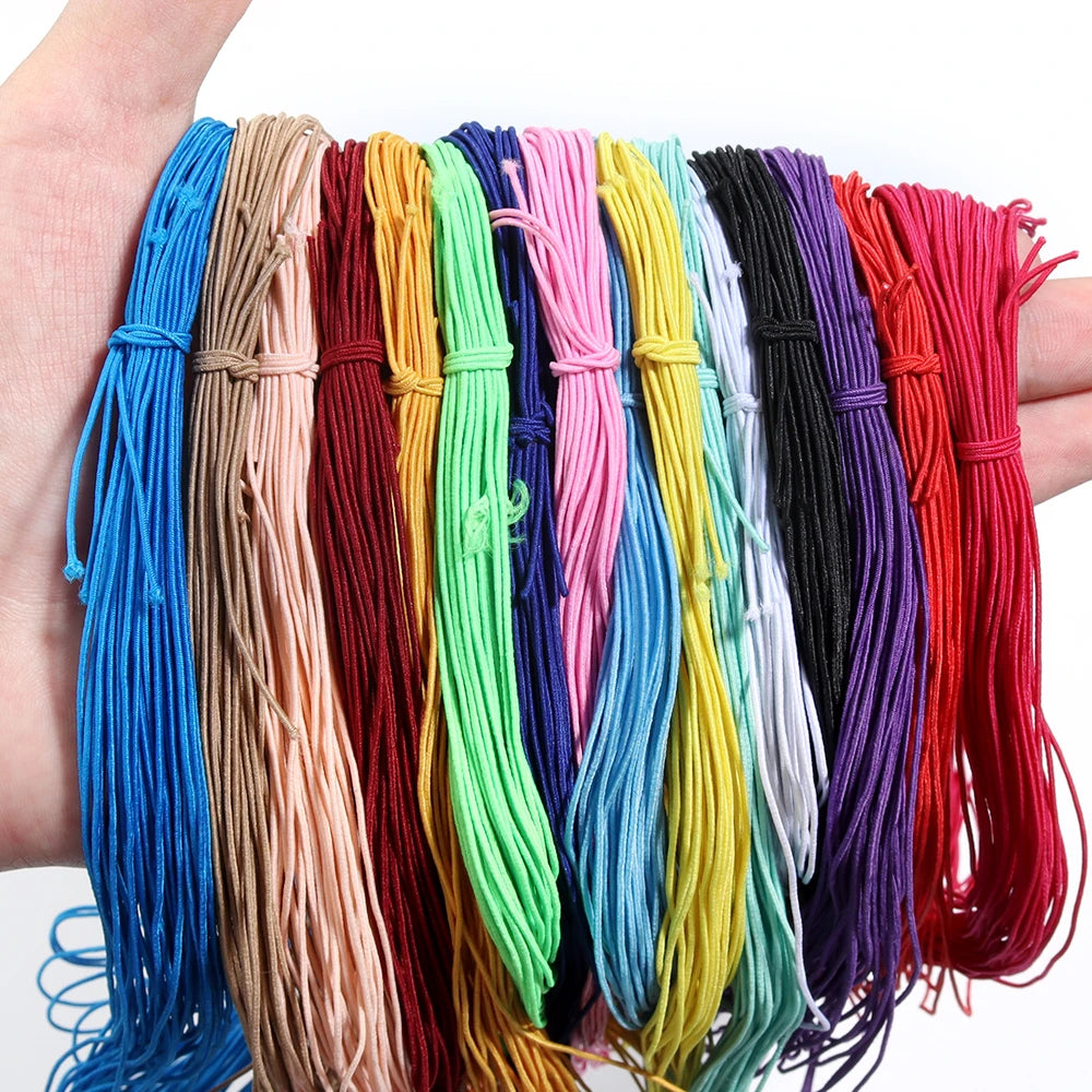 Apx 25 Yards 1mm Fabric Crafting Cords DIY Bracelets Braided Elastic Cord Beading Threads Stretch String for Jewelry Making