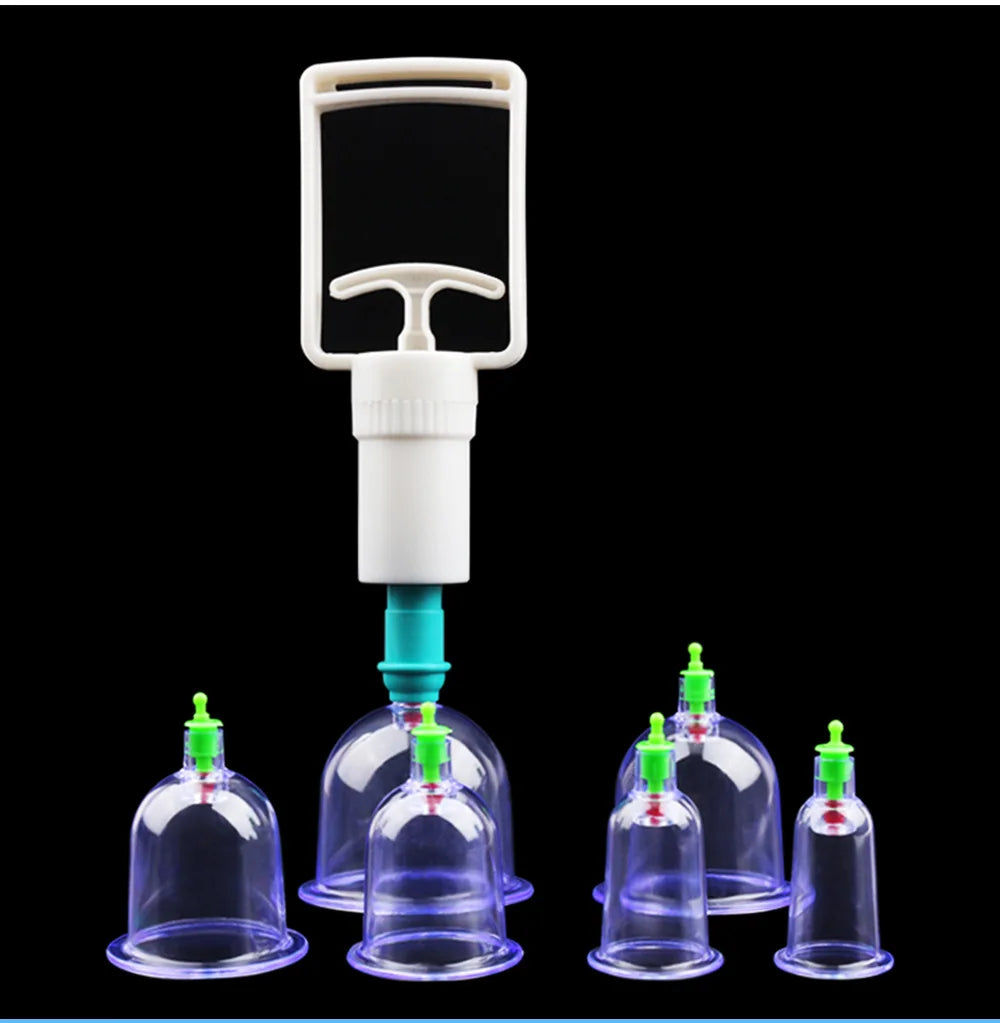 6-Piece Suction Cup Set with Hand Pump – Vacuum Cupping Tool for Back & Body Use