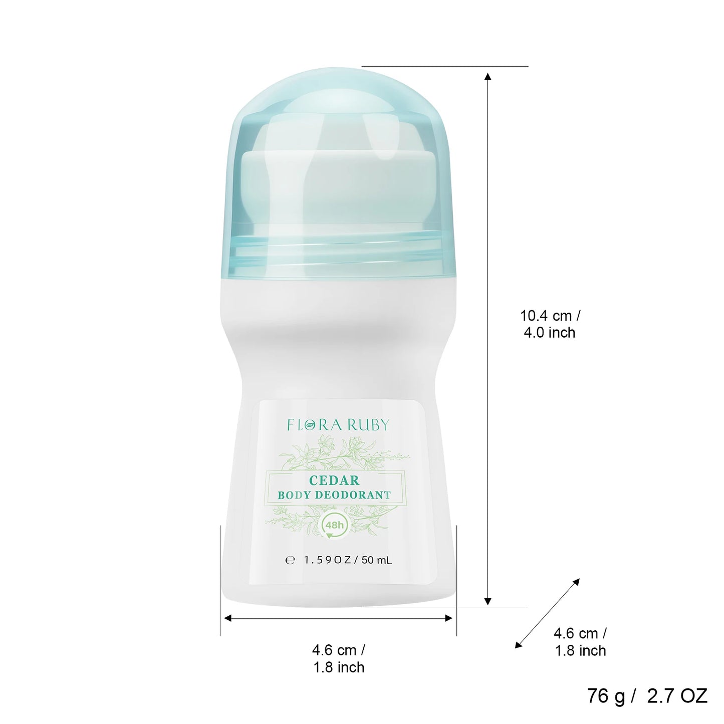 1 PC Flora Ruby Light Green Series Deodorant Roll On w omen's and men all-purpose   Deodorant Roll Aluminum Free easy to carry a