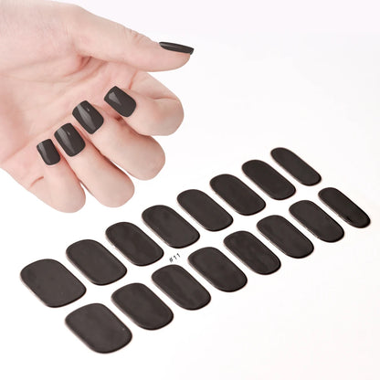 16Tips White French Semi-Cured Gel Nail Patch Sliders Full Cover Gel Nail Stickers For UV Lamp Adhesive Decals Manicure Patch #7