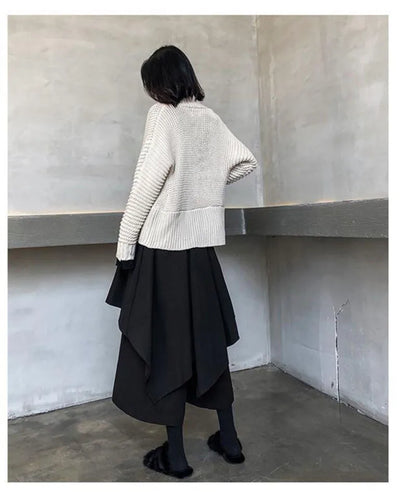 Women Black Skirts Japanese Gothic Irregular High Waist Pleated Skirt Pants for Women Vintage Cargo Skirts Female Clothes Ladies