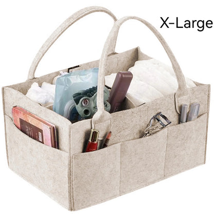 Baby Diaper Caddy Organizer for Changing Table, Nursery Storage Bin Basket with Handle, Felt Diaper Organizer Suitable for Indo