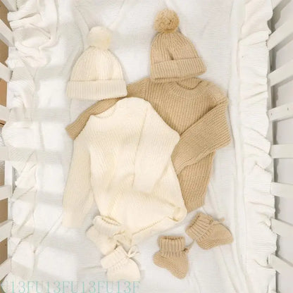 U13F Cosy Hand Crochet Baby Booties and Knitted Hat Set for Newborns Soft and Warm Knitting Socks Bonnet for 0-6 Months