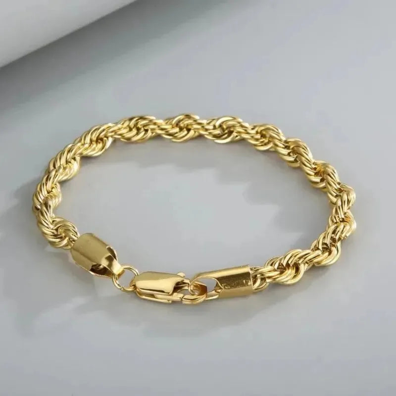 18K Gold 925 Sterling Silver 4MM Chain Bracelets For Men Women Unisex Simple Charm Bracelet Wedding Party Gift 20cm 8in