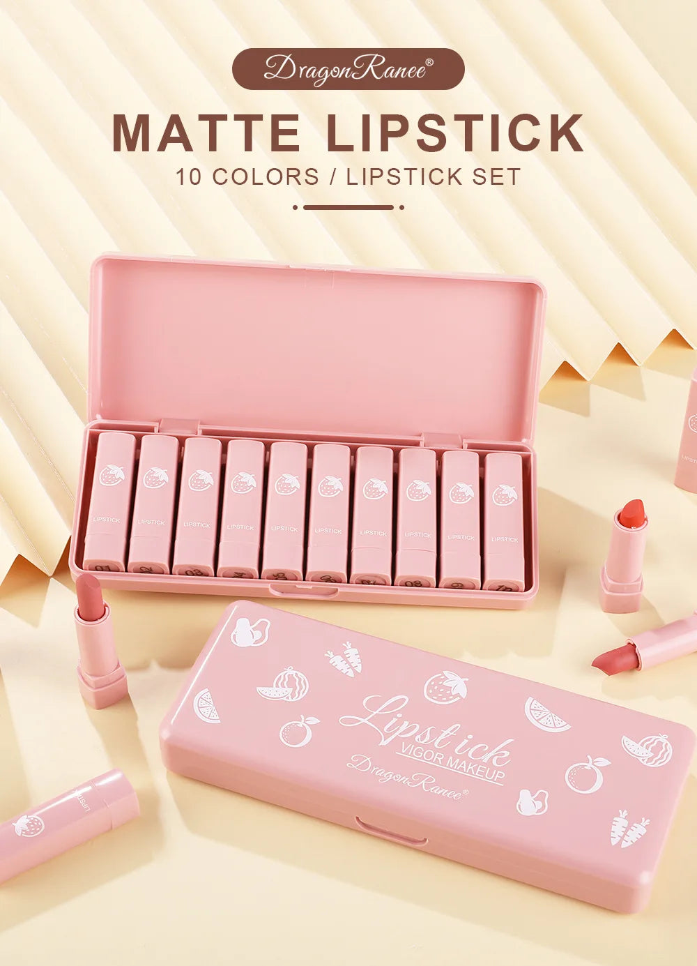 Ten-Piece Lipstick Set, Matte, Long-Lasting, Fade-Resistant Lip Balm, Matte Finish, Brightening, Commuter-Friendly, Nude Color, Gentle and Elegant Lipstick
