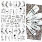 Black and White Love Flowers Line Art 3D Stickers Nail Decals Nail Art Accessories Butterfly Rose Nail Stickers Nail Sliders