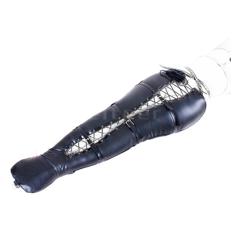 Soft PU Leather Headgear Mermaid Straitjacket Head Hood Body Harness Adjustable Leg Binder BDSM Restraint Sex Toy Slave Roleplay