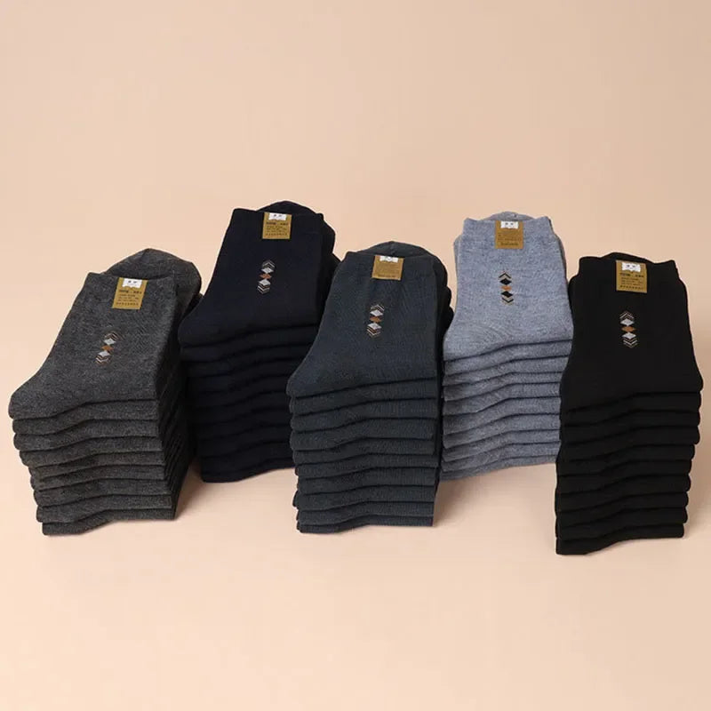 5 Pairs/Lot Men's Fashion Thickened Socks Four Seasons Leisure Breathable Deodorant Mid Tube Cotton Socks High Quality EU 38-44