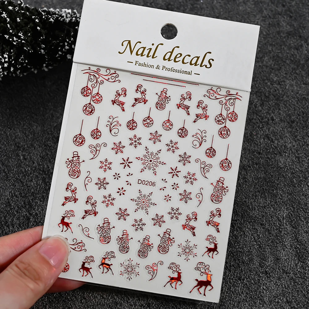 Winter Christmas Atmosphere Nail Stickers Snowman Snowflake Wapiti Self-adhesive High Quality Cute Nail Stickers Nail Art Deco