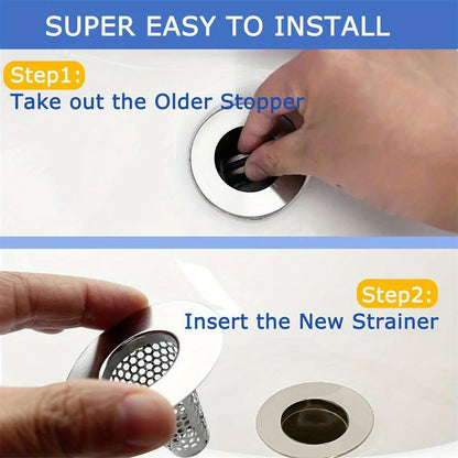 3pcs/pack Premium Stainless Steel Bathroom Sink Drain Strainer New Style Hair Catcher for 1.2" to 1.6" Drain Hole Suitable