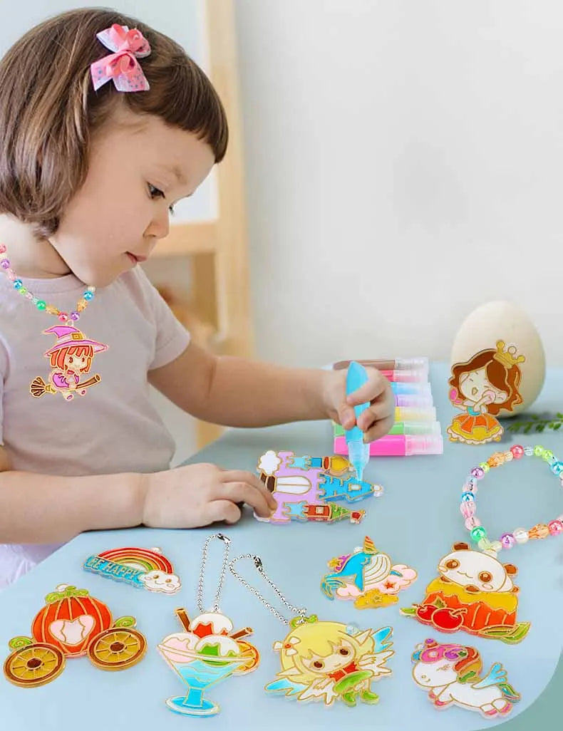 DIY Crystal Gel Painting Kit Craft Handmade Toy Children Graffiti Coloring Gift Fairy Tale & Animal Themes Educational Art Kits
