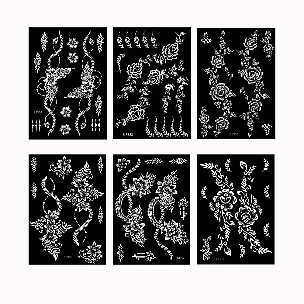 Flower Tattoo Stencil Reusable Henna Template for Hand and Body Henna Tattoo Design for Wedding Festival Party Tattoo Tools