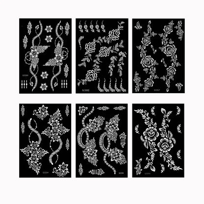 Flower Tattoo Stencil Reusable Henna Template for Hand and Body Henna Tattoo Design for Wedding Festival Party Tattoo Tools