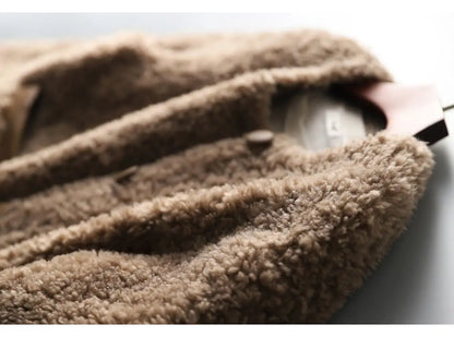 Women Autumn Winter New Outerwear Warm Particle Plush Short Jacket Fur Integrated Lamb Wool Trend Coats