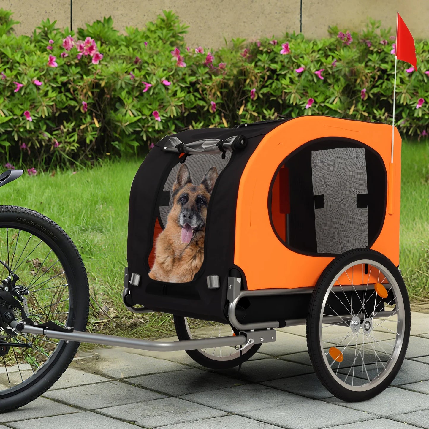 Heavy Duty 2-in-1 Dog Bike Trailer & Jogging Stroller for Medium/Large Dogs - 88 Lb/40 kg, Ventilated Waterproof Cabin, Collapsible Steel Frame, Quick-Release Wheels, All-purpose Hitch (20-29' Bikes)