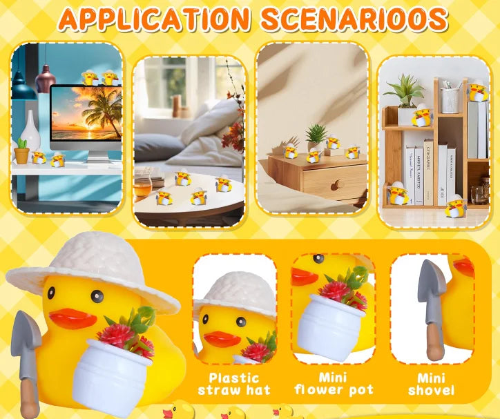 Gardener Duck  Car Rubber Duck for Jeeps Car Dashboard Decoration with,Squeaky Duck Party Favors Baby Bath Toys Kids Toys