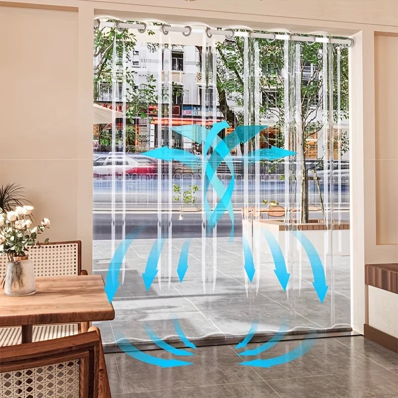 No Punching PVC Door Curtain, Large Hole Transparent,Summer Cool, Kitchen Oil Barrier, Waterproof Mildew-Proof, Clear Strip Door