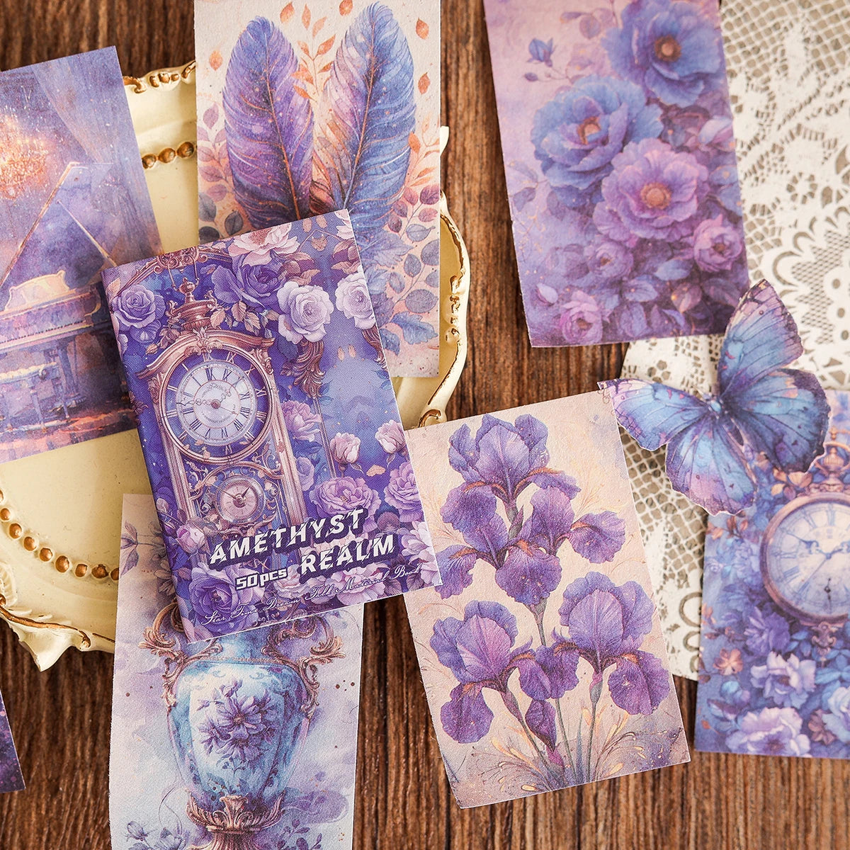 50 Sheets Per Book of Exquisite Illustration Materials Book, Various Themes Patterns, DIY Scrapbook Planner Decoration Supplies