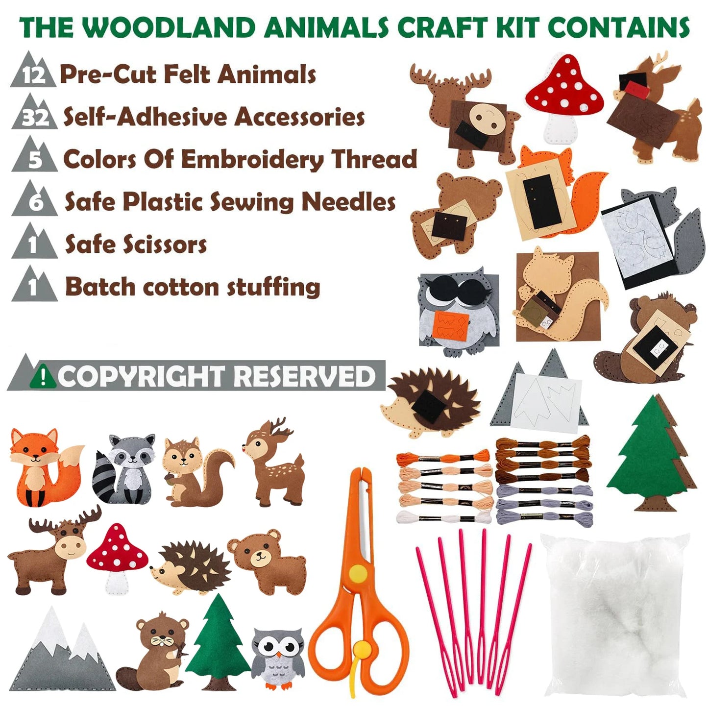 Sewing Kit for Kids Woodland Animals Craft Kit Kids DIY Crafting and Sewing Set for Class Educational Sewing Gifts Birthday