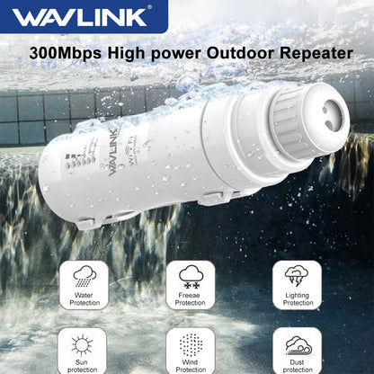 Wavlink High Power 300Mbps Wireless Wifi Repeater Outdoor 2.4G Wireless Wifi Router /Long Range Extender POE High Gain Antennas