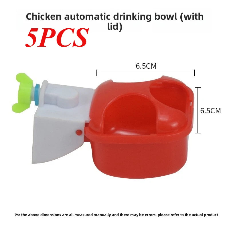 1/5PCS Automatic Poultry Waterer 10L Bucket with Drinking Cups, Chicken Duck Goose Pigeon Water Bowl Feeder Farm Coop Supplies