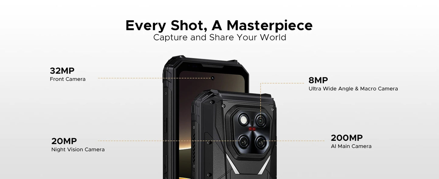 DOOGEE V Max Play 5G Projector Rugged Phone 6.78" Display 20500mAh Battery Dual Camping lights Dimensity 7300 NFC Smartphone