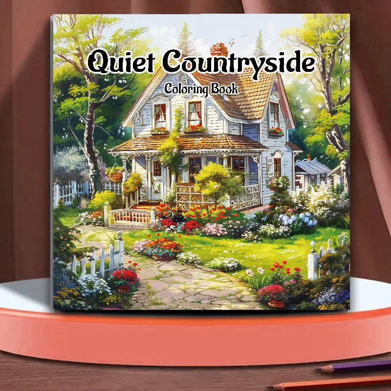 Quiet Countryside Coloring Book 20 Page House Landscape Adult Picture Book Kill Time Relaxing Art  Doodle Painting Drawing