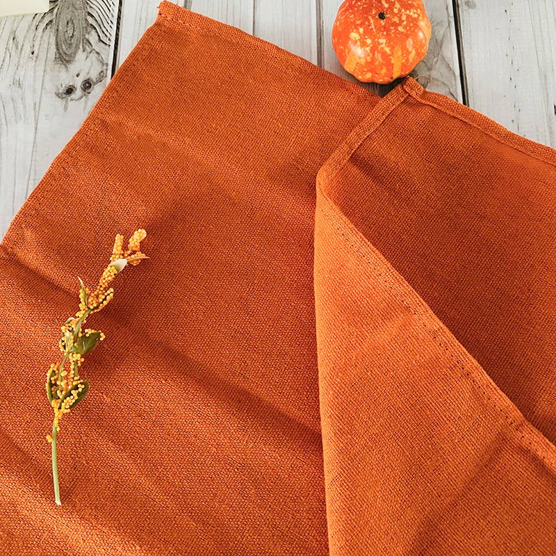 6pcs Cloth Napkins 30X45CM Orange Cotton Polyester Blend Kitchen Washable Dinner Reusable Napkins Wedding Party Table Decoration