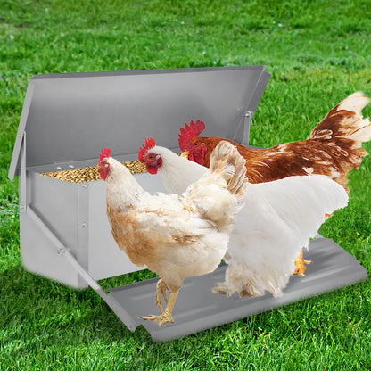 10kg Pedal‑Operated Automatic Chicken Feeder Galvanized Steel Rain‑Resistant Poultry Feeder Prevent Rodents Wild Birds Stealing Feed For Backyard Farm
