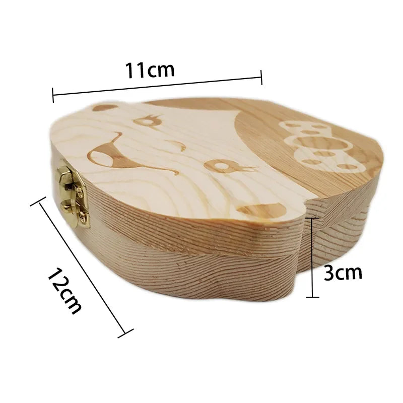 Baby Tooth Box Spanish/Dutch/French/German Wooden Kids Milk Teeth Organizer Storage Boys Girls Baby Souvenirs Gifts Keepsakes