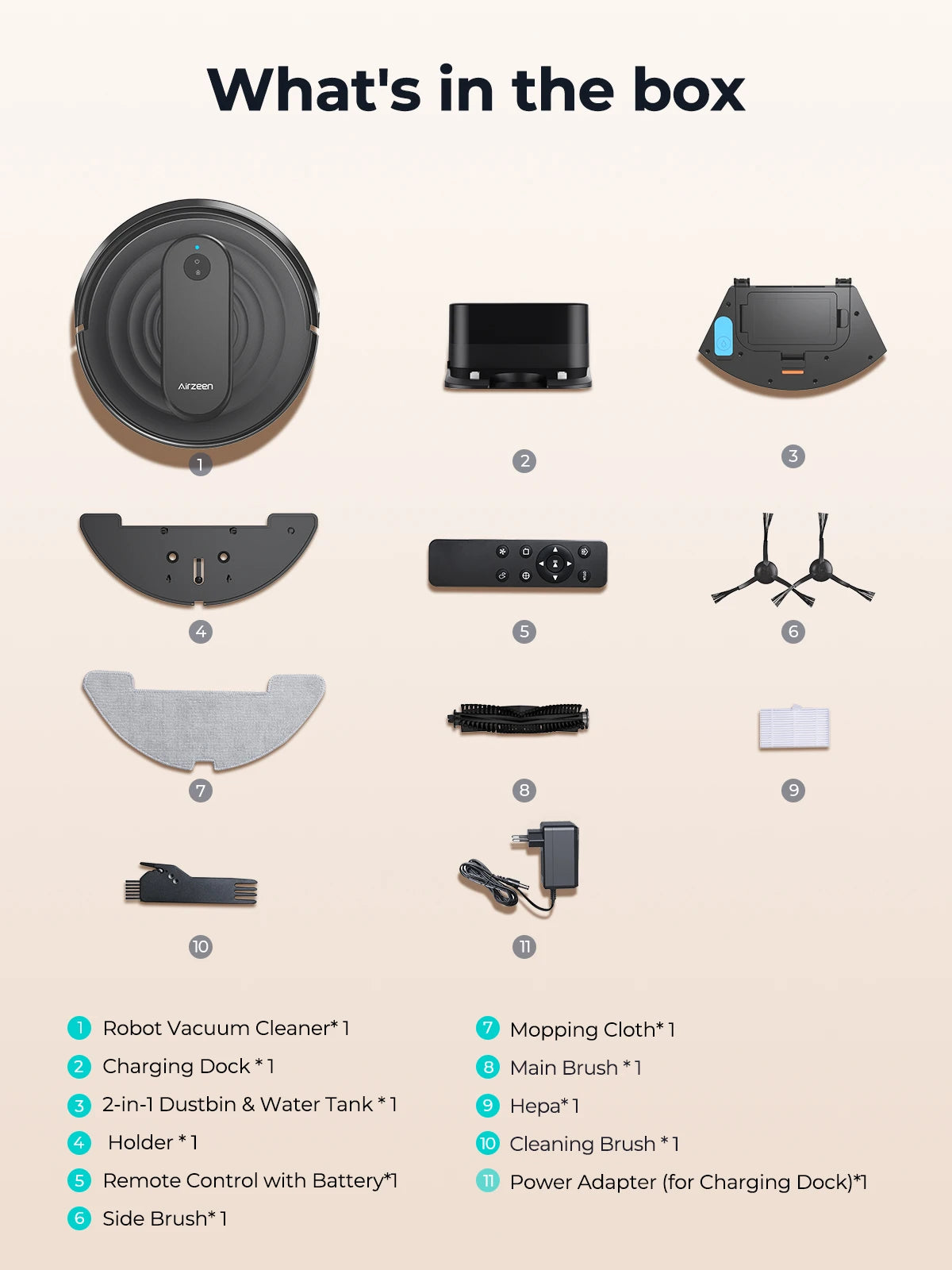 Airzeen R7 Robot Vacuum Mop 3-in-1 Cleaning 4000Pa Suction Smart App/Alexa Control Auto Self-Charging for Pet Hair & Floors