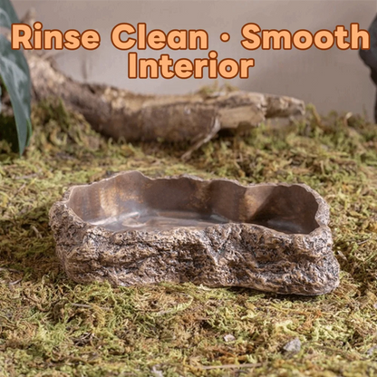 Anti-slip Climbing Pet Food Bowl Easy Clean Realistic Stone Reptile Drinking Water Feeding Tray Safe Durable Reptile Food Bowl