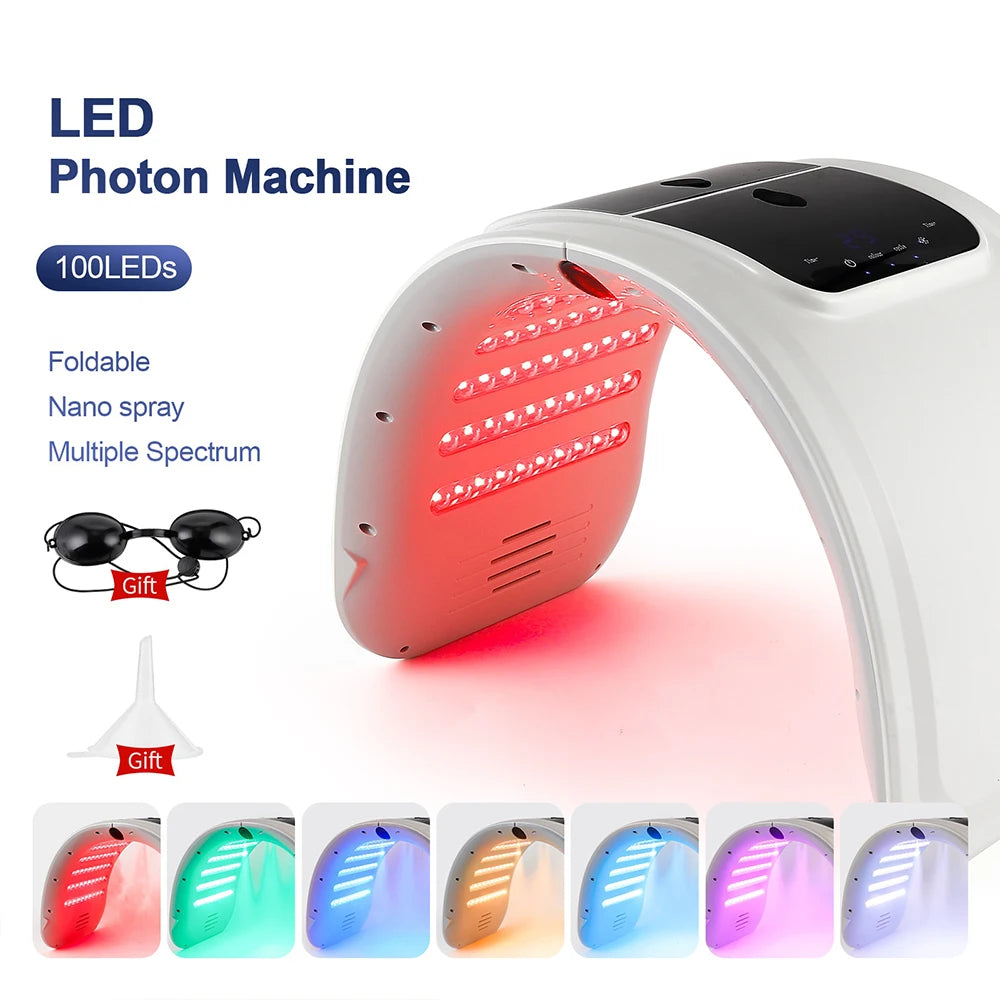 7 Colors LED Photon Machine With Nano Spray Skin Moisturizing Face&Body Mask Salon SPA Home Use Skin Rejuvenation Acne Skin Care