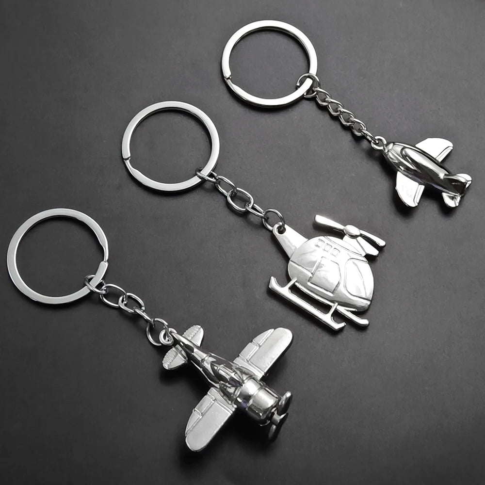 Air Plane Model Fighter Keychains Metal Cool Airplane Keyring Pendant Car Motorcycle Bag Key Chain Ring for Men Creative Gift