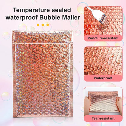 30Pcs Holographic Bubble Mailer Mailing Envelope Thicken Protection Waterproof Padded Bubble Envelopes Pack Bag for Shipping