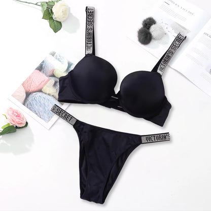 Victoria's Secret Women's Fashion Lingerie Set Sexy Breathable Soft Versatile Shapewear Sexy Lingerie Bra and Panty Set Push Up