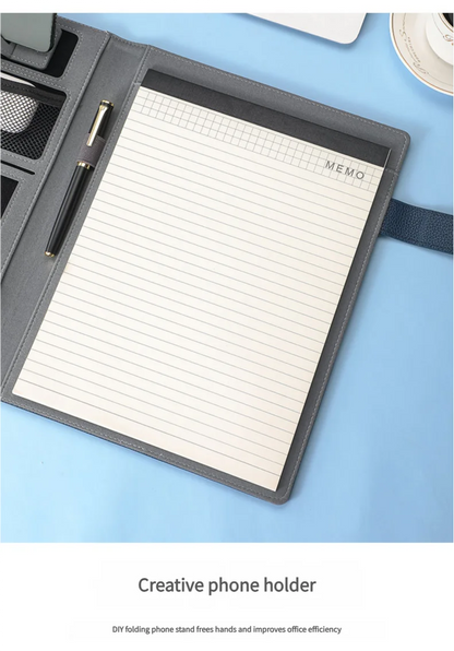 A4 Multifunctional Meeting Folder | Leather - like Finish. Organize Phone, Cards & Notes. Ideal for Business & Productivity!