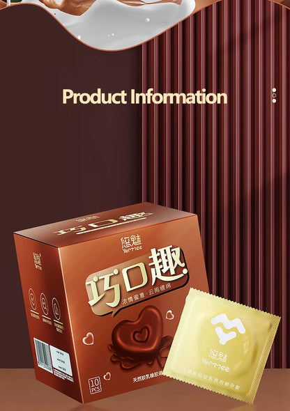 10Pcs Professional Oral Sex Condom Natural Latex Chocolate Flavour Condones Medium Smooth Non-reservoir Ultra-thin Fit Kondome
