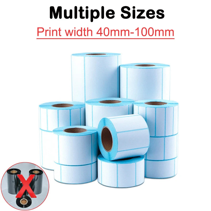 Width 40/50/60/70/80/90/100mm Self-Adhesive Stickers Shipping Thermal Label Barcode SKU Label Price Tag no Carbon Band Required