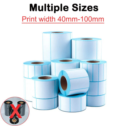 Width 40/50/60/70/80/90/100mm Self-Adhesive Stickers Shipping Thermal Label Barcode SKU Label Price Tag no Carbon Band Required