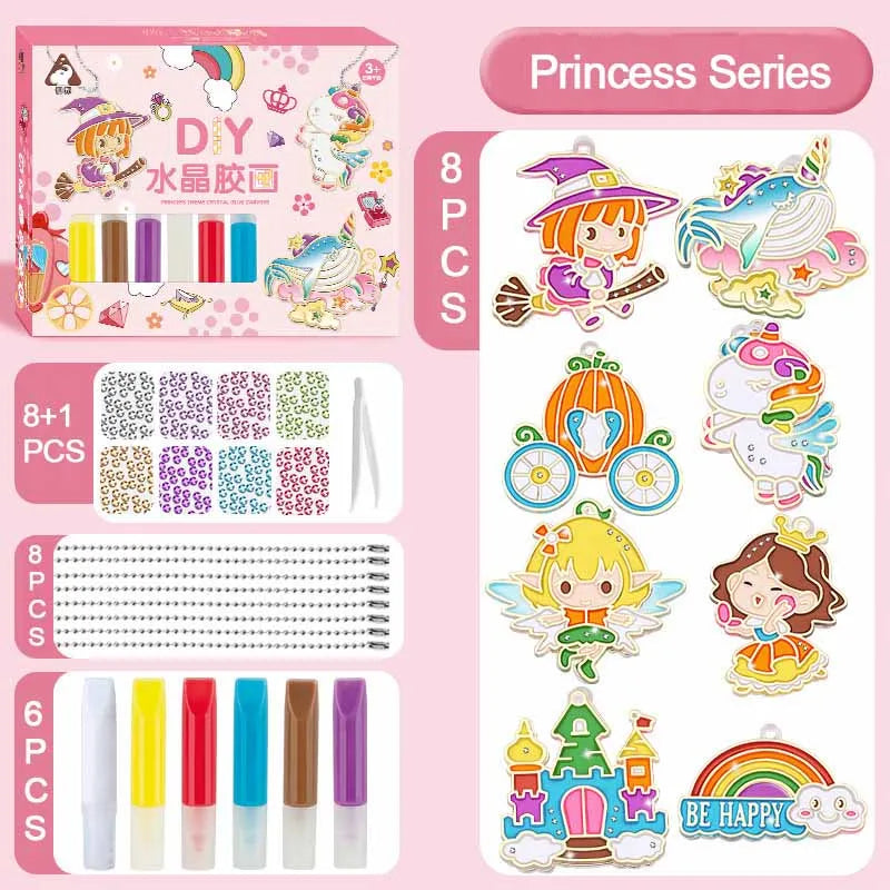 DIY Crystal Gel Painting Kit Craft Handmade Toy Children Graffiti Coloring Gift Fairy Tale & Animal Themes Educational Art Kits