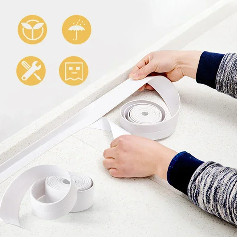 Bathroom Shower Sink Bath Sealing Tapes PVC Adhesive Sealing Strips Waterproof Wall Stickers for Bathroom Kitchen Sealant Tape