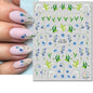3d Nail Art Decals Watercolor Florals Purple Green Pink Flowers Leafs Fruit Adhesive Sliders Nail Stickers For Manicure